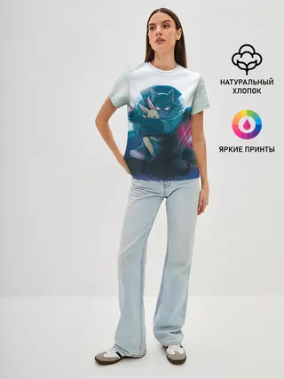 Женская базовая футболка / Легоси Хару крупный принт