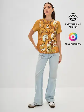 Женская базовая футболка / Корги