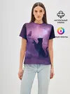 Женская базовая футболка / Бабочка кот силуэт фиолетовый