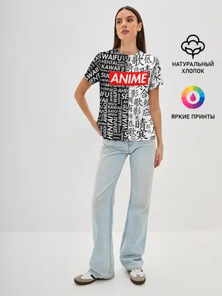 Женская базовая футболка / Anime black&white
