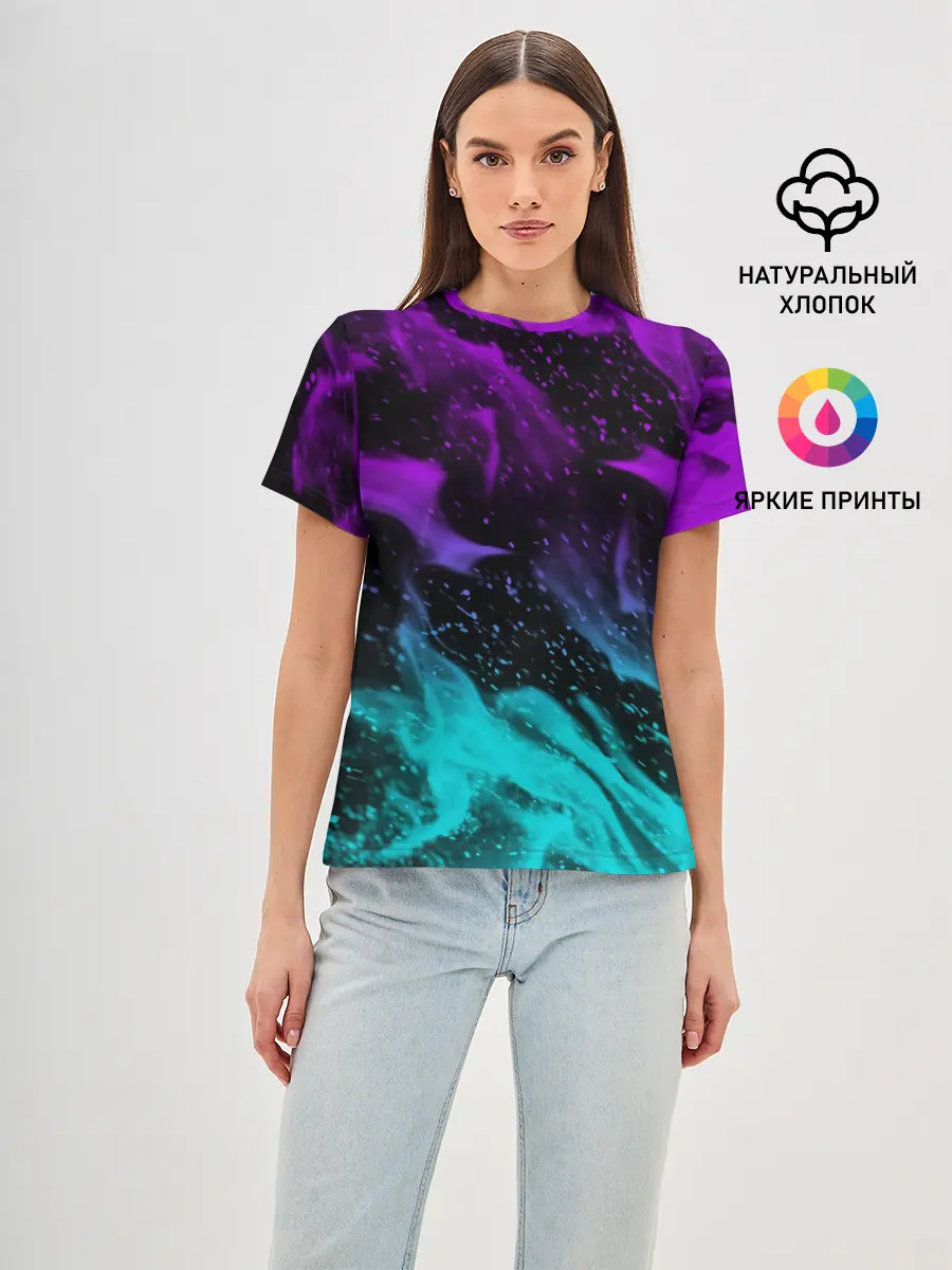 Женская базовая футболка / НЕОНОВЫЙ ОГОНЬ