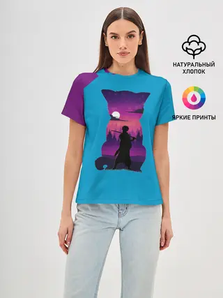 Женская базовая футболка / Гинтоки кот