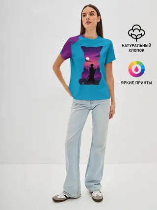 Женская базовая футболка / Гинтоки кот