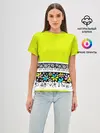 Женская базовая футболка / Яркий цветочный узор