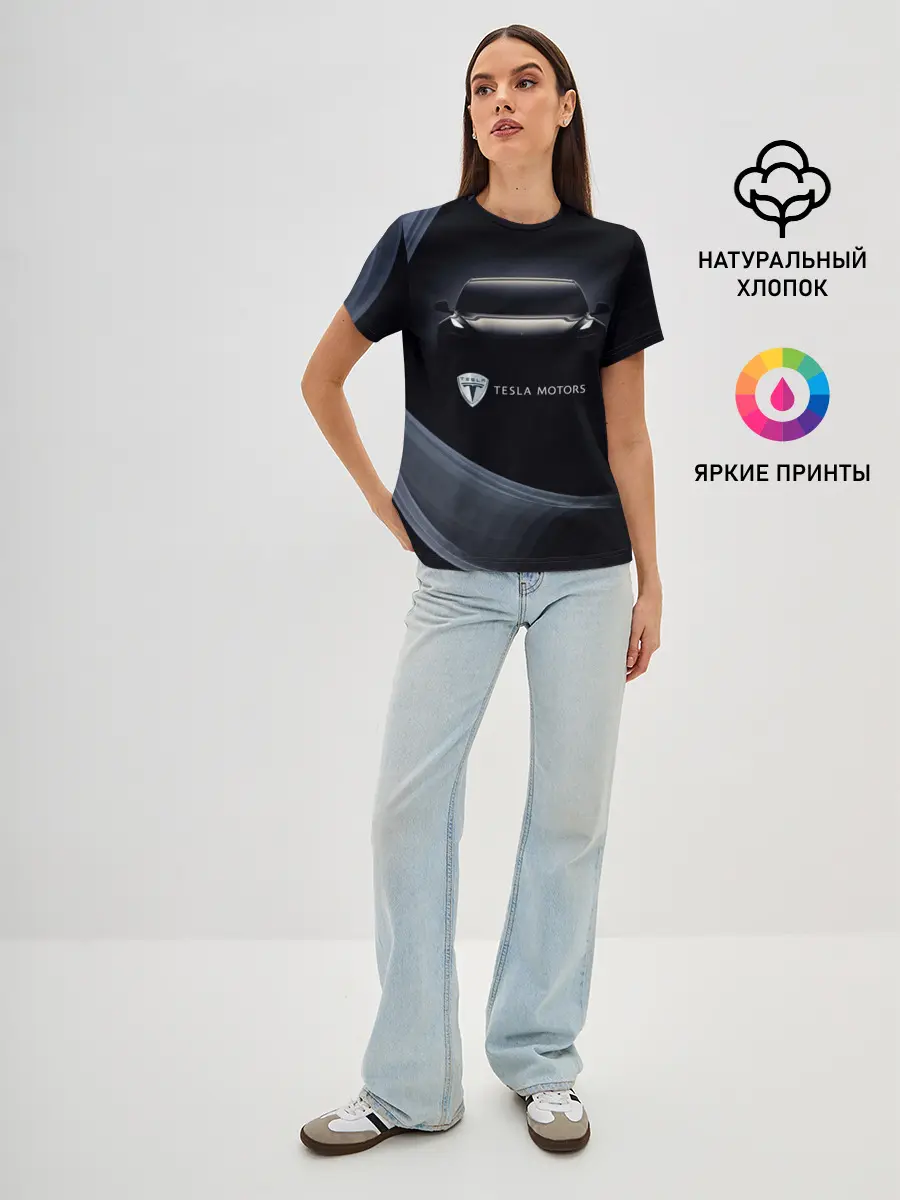 Женская базовая футболка / Tesla Model 3