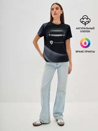 Женская базовая футболка / Tesla Model 3