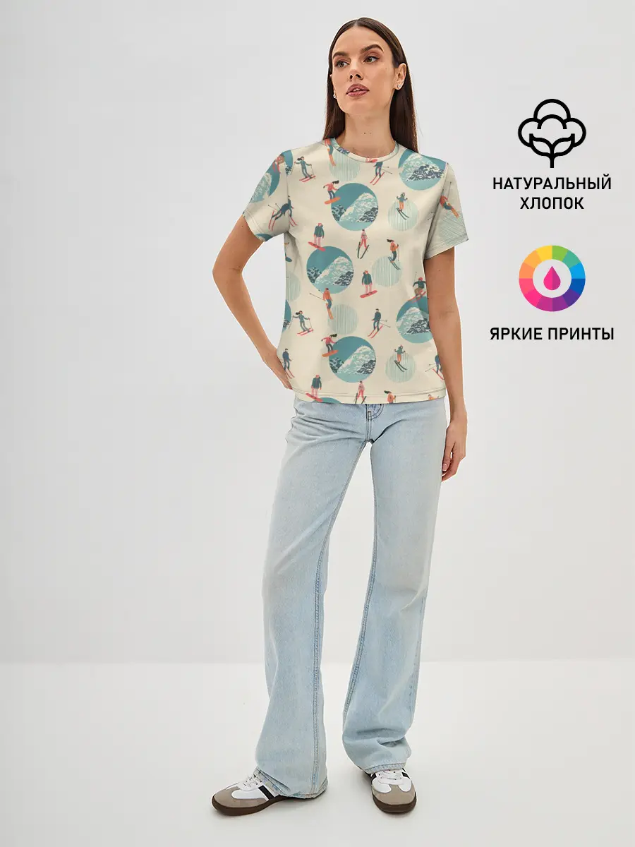 Женская базовая футболка / лыжники