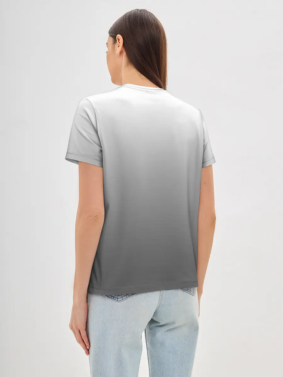 Женская базовая футболка / Черно-белый градиент