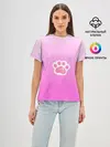 Женская базовая футболка / Розовая лапка с подушечками