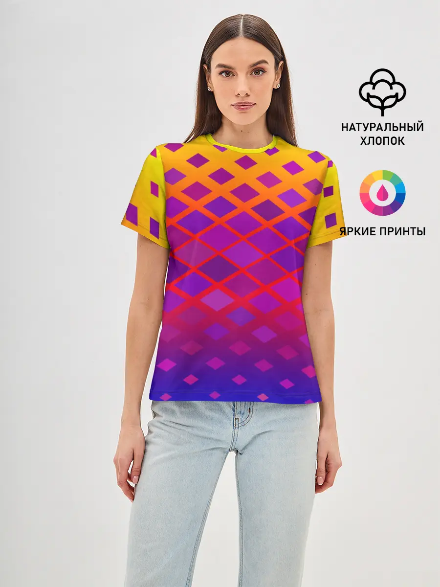 Женская базовая футболка / Красочная Геометрия