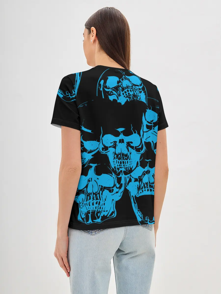 Женская базовая футболка / Ора Муда синие черепа