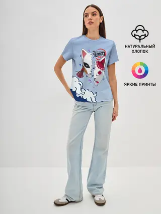 Женская базовая футболка / Маски из Клинок, рассекающий демонов