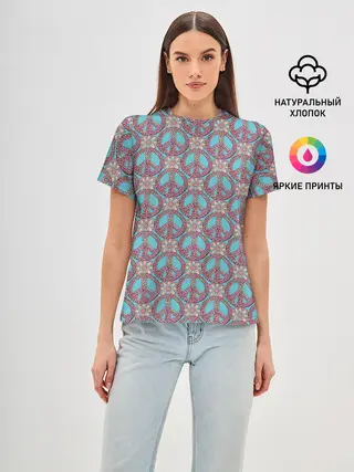 Женская базовая футболка / Символы хиппи