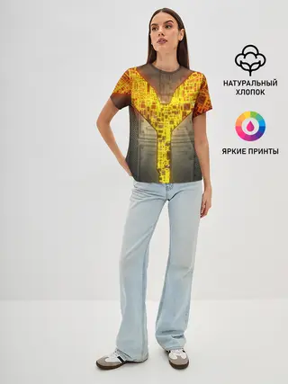 Женская базовая футболка / Неоновая внутренность 3D