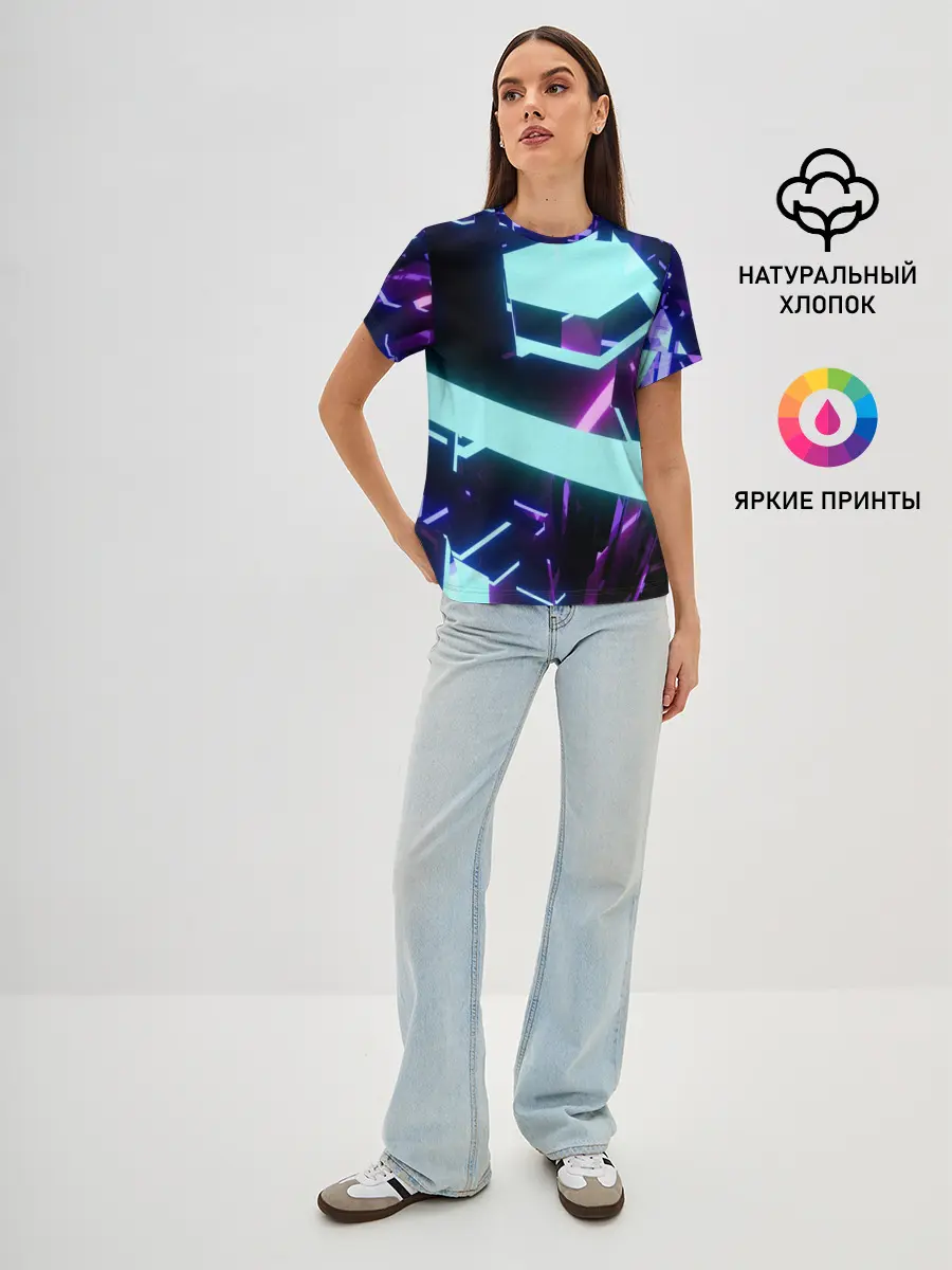 Женская базовая футболка / Blue Neons