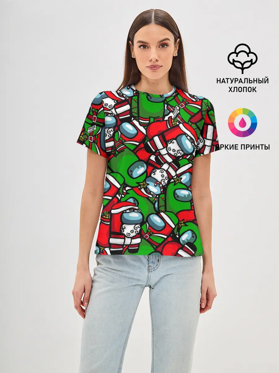 Женская базовая футболка / НОВОГОДНИЙ AMONG US