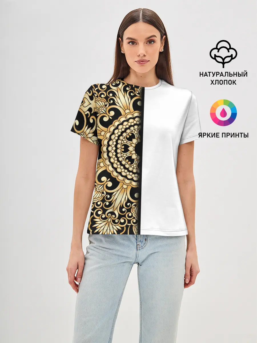 Женская базовая футболка / Белое на черном