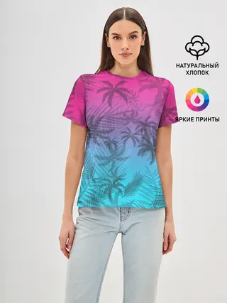 Женская базовая футболка / РЕТРО ПАЛЬМЫ