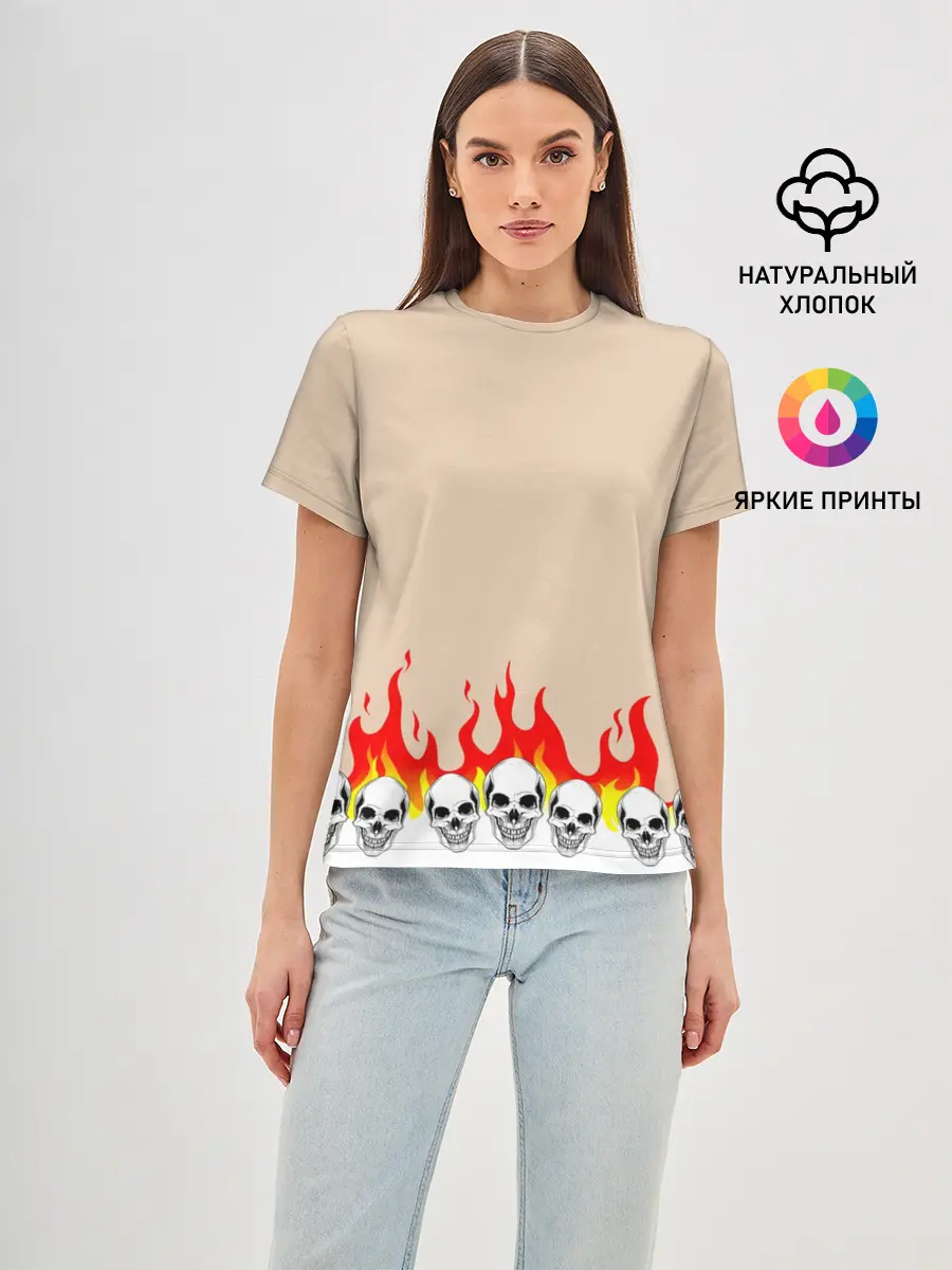 Женская базовая футболка / Черепа в Огне