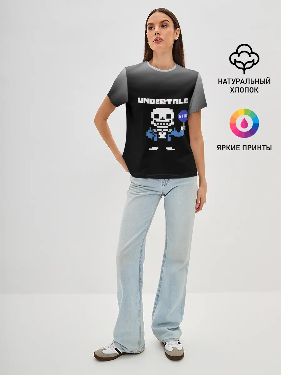 Женская базовая футболка / Undertale STOP.