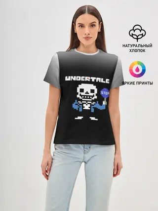 Женская базовая футболка / Undertale STOP.