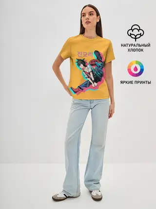 Женская базовая футболка / Mo-Ri прыгает