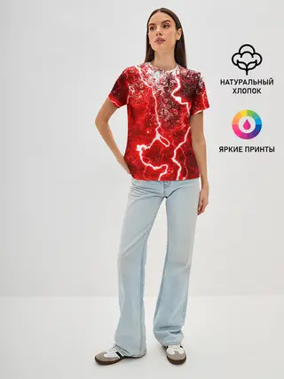 Женская базовая футболка / БРЫЗГИ КРАСОК