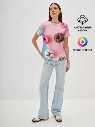 Женская базовая футболка / пончики