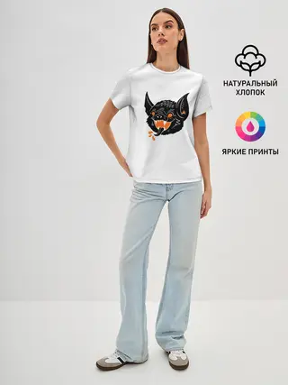 Женская базовая футболка / Черная Летучая Мышь