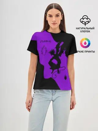 Женская базовая футболка / Чёрный клевер демон в сиреневом