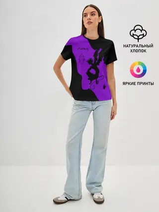 Женская базовая футболка / Чёрный клевер демон в сиреневом