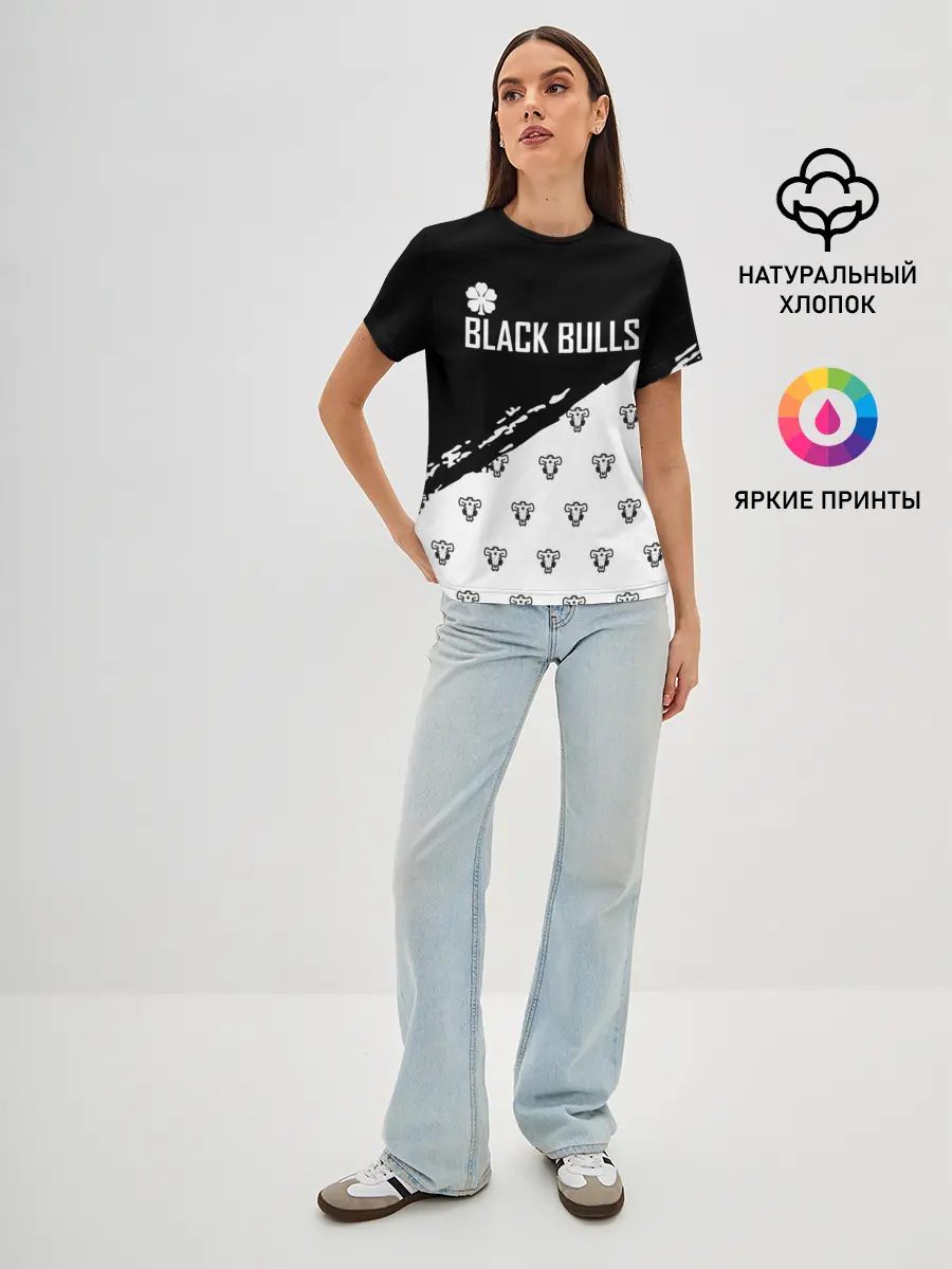 Женская базовая футболка / Черные быки | Чёрный клевер