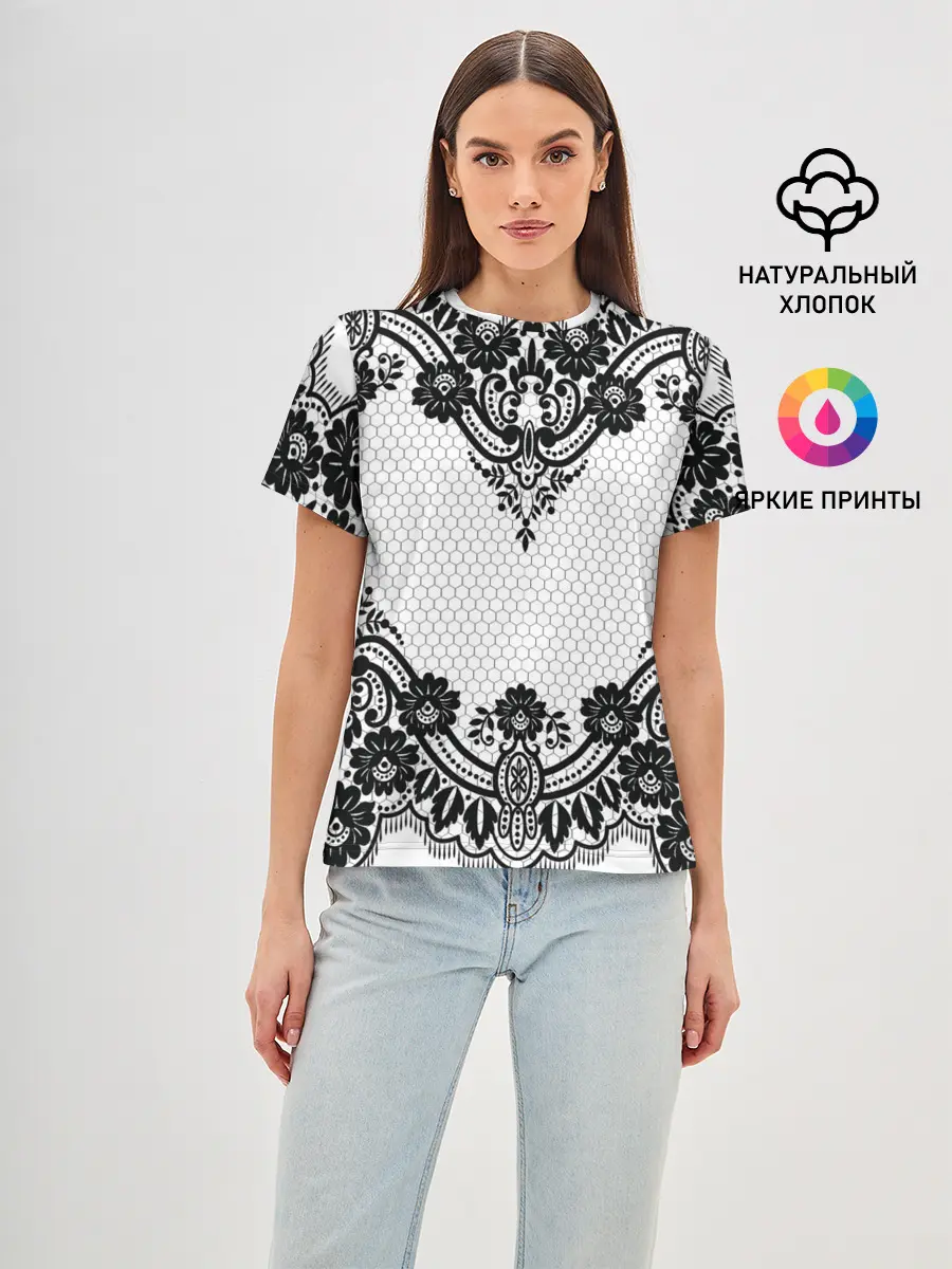 Женская базовая футболка / КРУЖЕВА | WEAVING