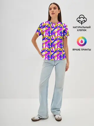 Женская базовая футболка / абстракция из ярких полос
