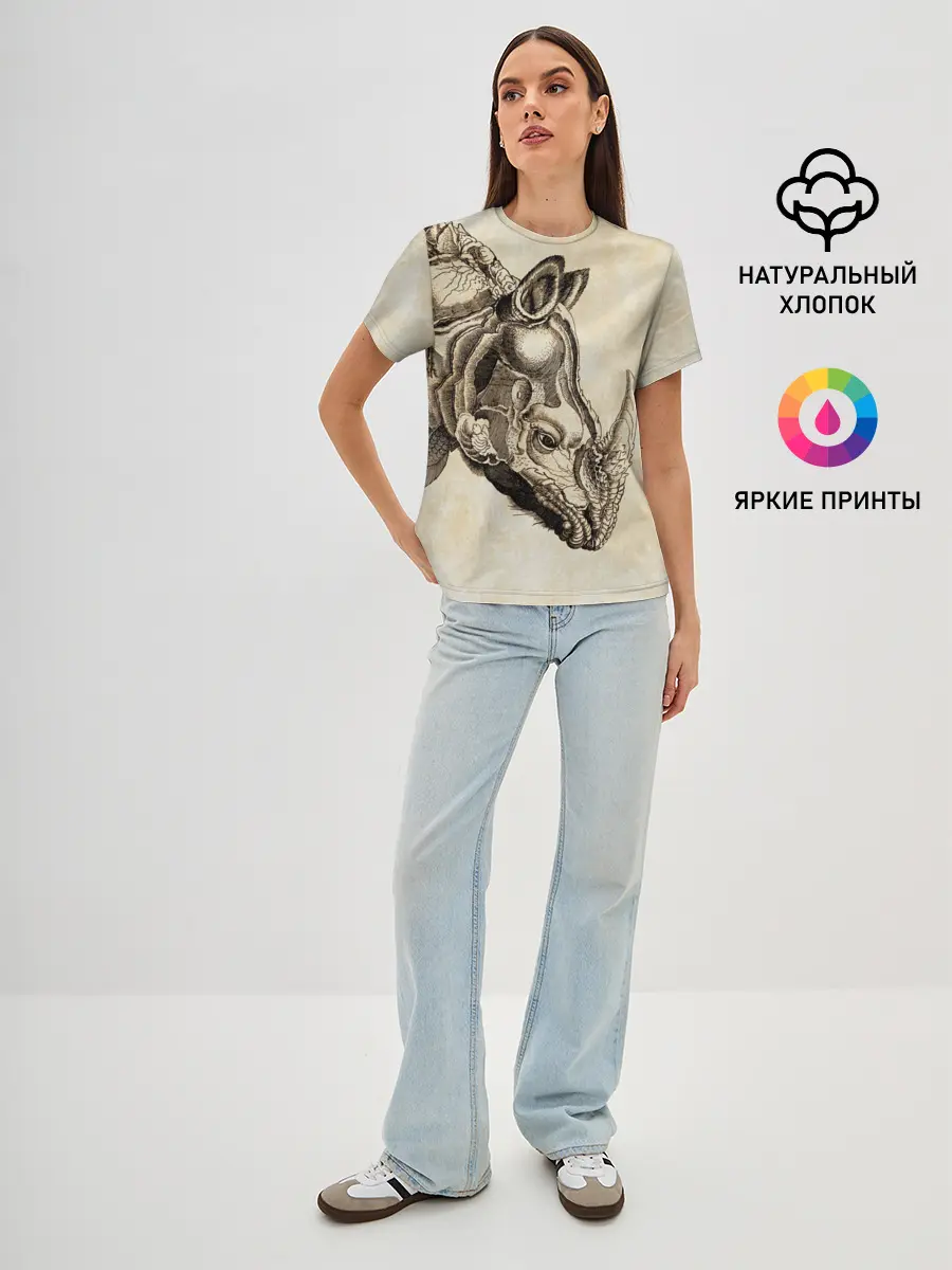 Женская базовая футболка / Носорог