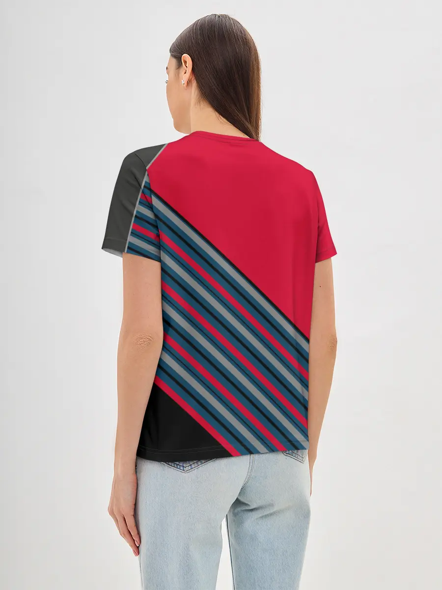 Женская базовая футболка / Абстрактный асимметричный