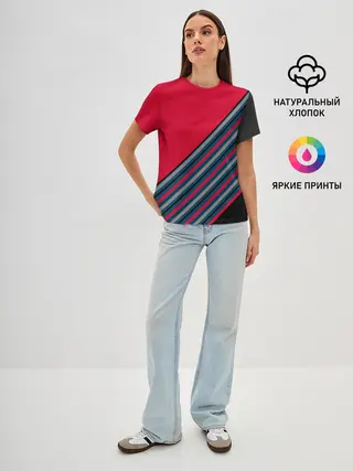 Женская базовая футболка / Абстрактный асимметричный