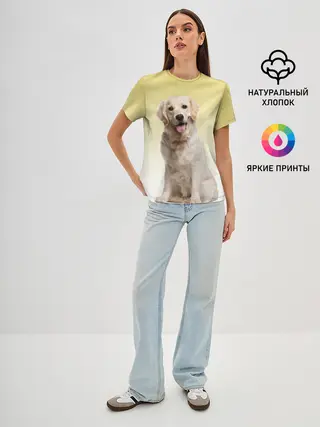 Женская базовая футболка / Лабрадор ретривер пес