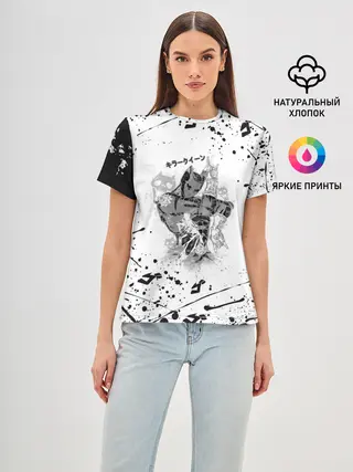 Женская базовая футболка / KILLER QUEEN черные брызги