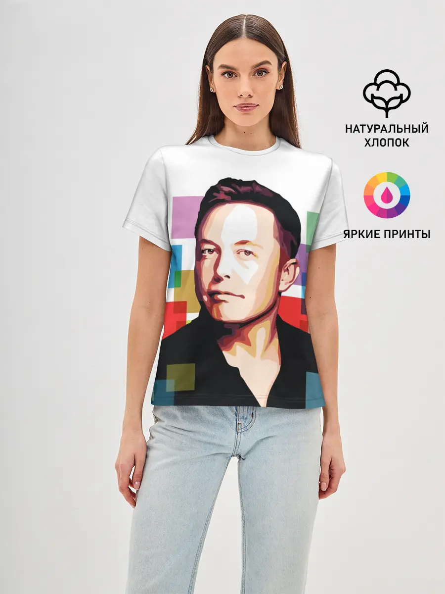 Женская базовая футболка / Илон Маск