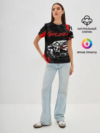 Женская базовая футболка / NISSAN GT-R / GODZILLA