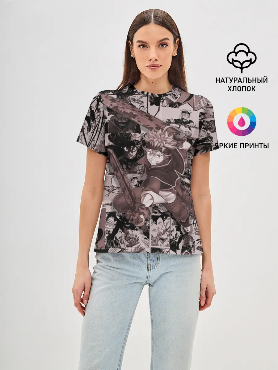 Женская базовая футболка / ASTA manga monochrome pages