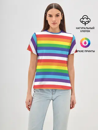 Женская базовая футболка / Радужные полосы