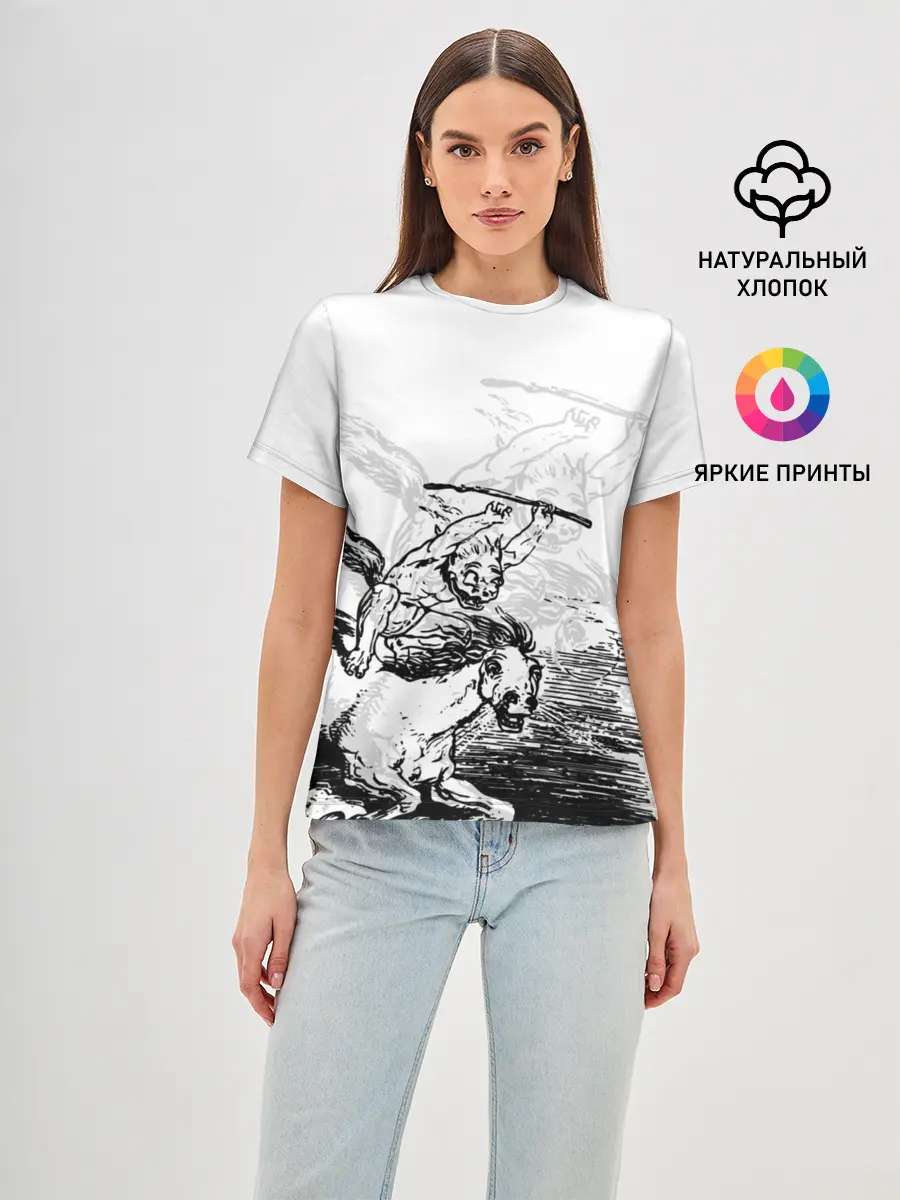 Женская базовая футболка / A demon on a horse