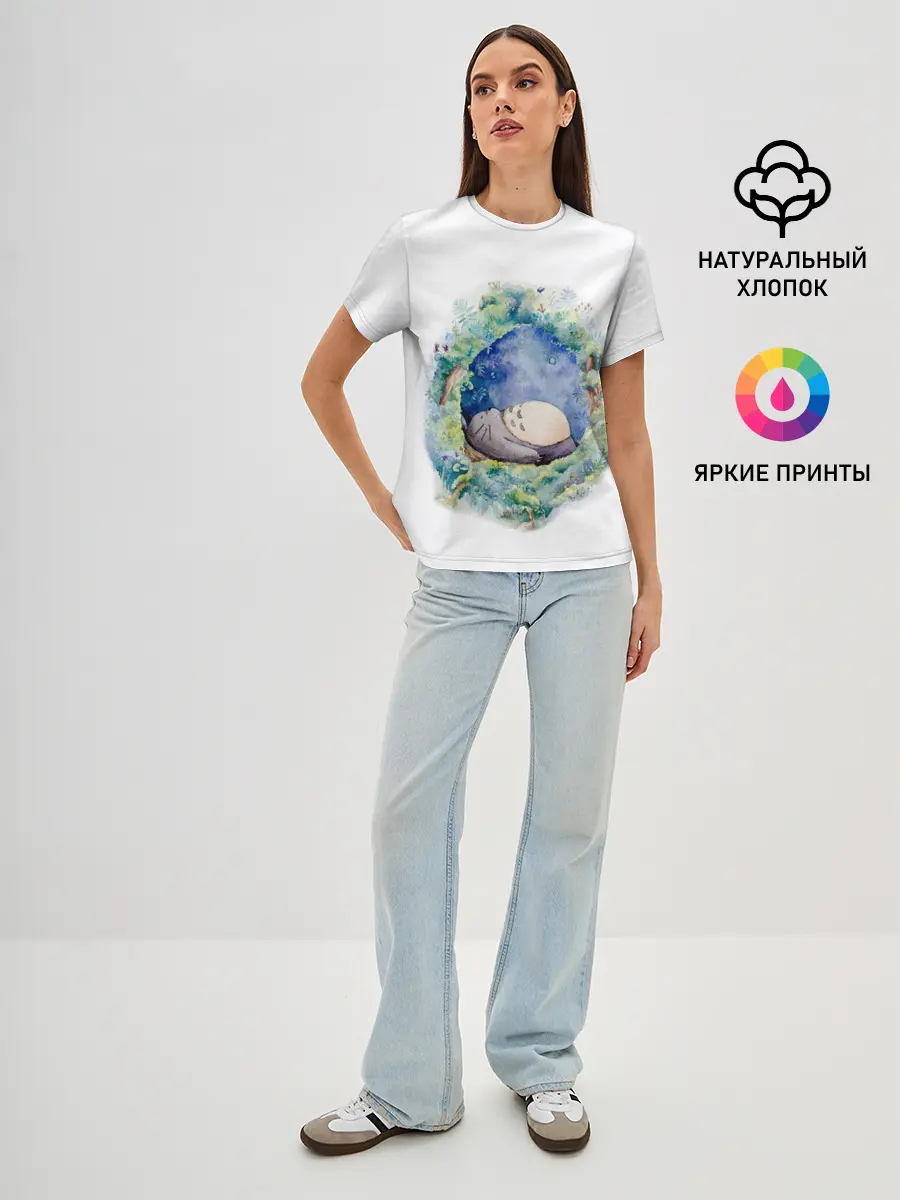 Женская базовая футболка / Тоторо спит