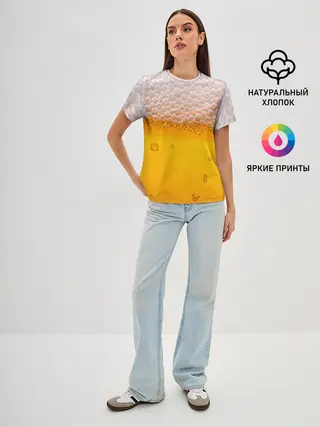 Женская базовая футболка / ЖИВОЕ ПЕННОЕ