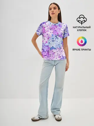 Женская базовая футболка / СИРЕНЬ | ЦВЕТЫ | LILAC