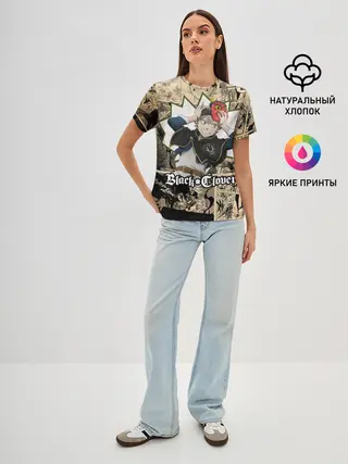 Женская базовая футболка / Черный Клевер