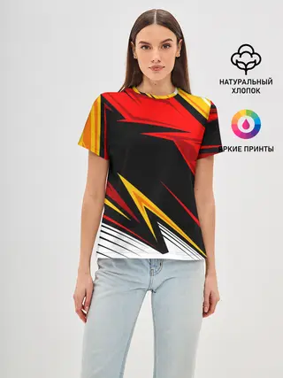 Женская базовая футболка / КРАСНО-ЖЕЛТЫЙ СПОРТ | SPORT