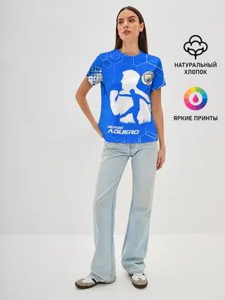 Женская базовая футболка / СЕРХИО АГУЭРО / МАНЧЕСТЕР СИТИ